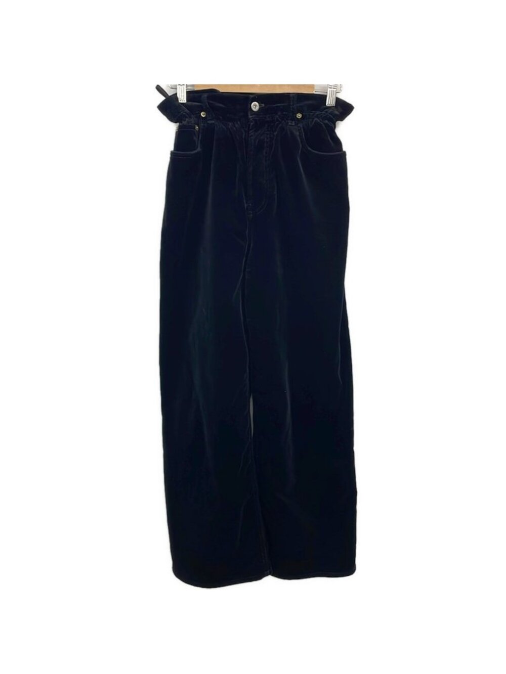 Miu Miu Pants M Dark Navy Full Length Velour Elastic Waist